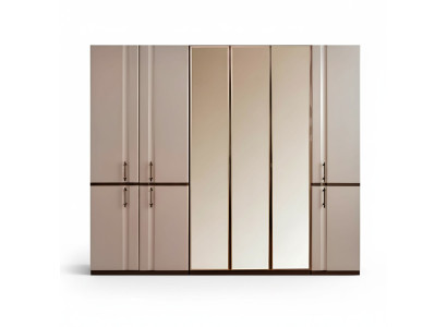 Beige wardrobe luxury closet 6-door bedroom cabinet new