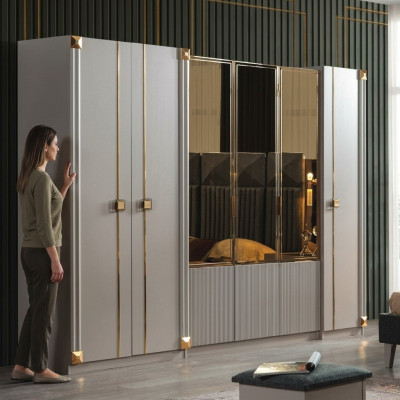 Designer closet bedroom luxurious cabinets style wooden furniture