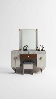 Modern bedroom wooden furniture dressing table stool mirror set