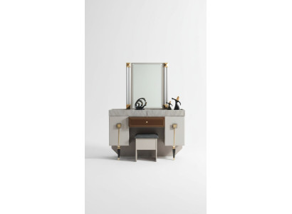 Modern bedroom wooden furniture dressing table stool mirror set
