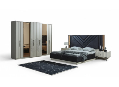 Bedroom beds designer wardrobe wood bedside tables set
