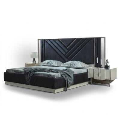 Blue bed designer bed frame bedroom furniture luxury nightstands