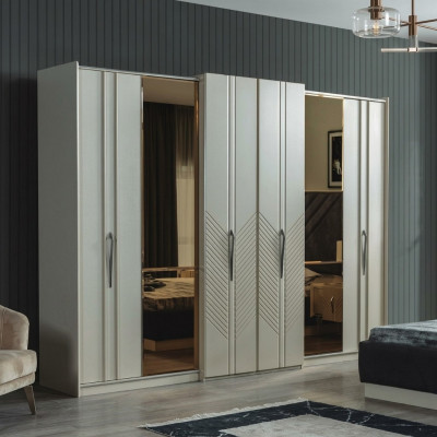 White Modern Wardrobe Bedroom 4-door Wooden Closet New