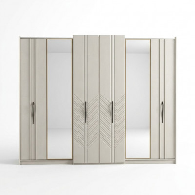 White Modern Wardrobe Bedroom 4-door Wooden Closet New
