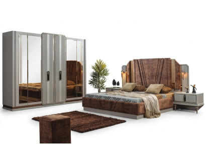 Exclusive bedroom set double bed 2x nightstands wardrobe