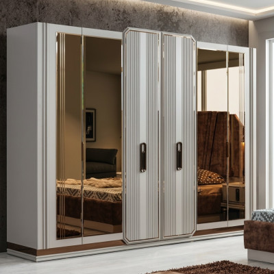 White bedroom wardrobe glass cabinet wooden cabinet modern furniture