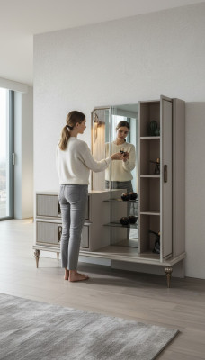 Exclusive wooden dresser luxury mirror bedroom noble stylish furniture
