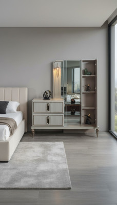Exclusive wooden dresser luxury mirror bedroom noble stylish furniture