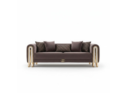 Luxury Couch Gold Metal Sofa Three-Seater Sofas Upholstered Furniture 240cm