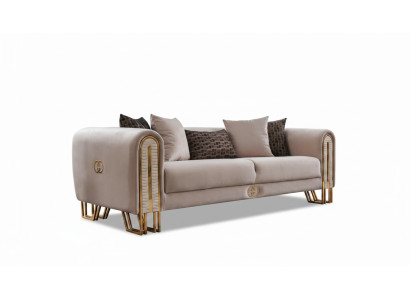 Luxury Sofa Couch Gold Metal Three-Seater Couches Upholstery Three-Seater Fabric