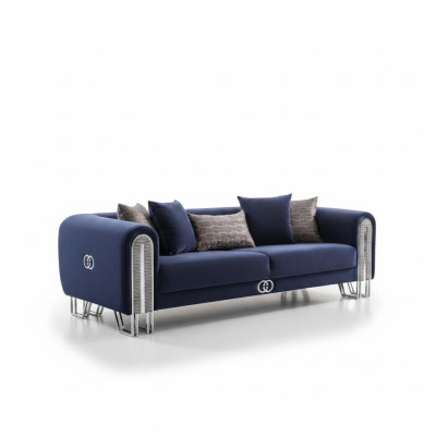 Luxury sofa upholstery furniture living room couches blue 240cm three-seater