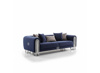 Luxury sofa upholstery furniture living room couches blue 240cm three-seater