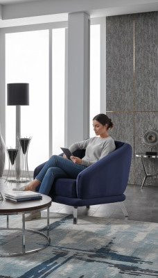 Armchair Luxury Living Room Modern Design Textile Furniture Luxury Seat Blue