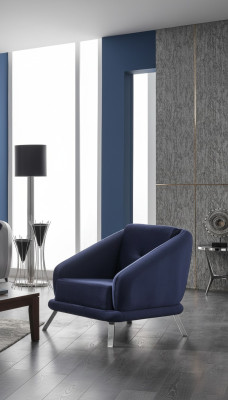 Armchair Luxury Living Room Modern Design Textile Furniture Luxury Seat Blue