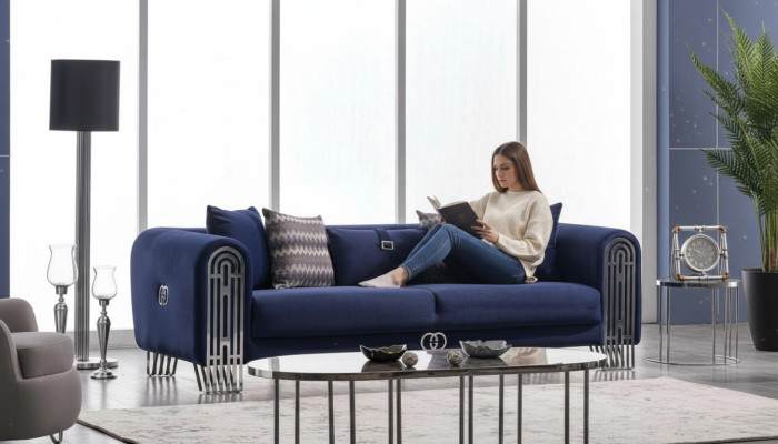 Living room sofa 3-seater modern design upholstery textile furniture luxury sofa