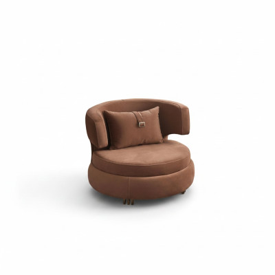 Luxury Armchair Living Room Upholstery Textile Furniture Brown Seat New Modern Design