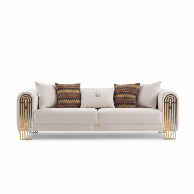 White living room stainless steel couch upholstered furniture textile design style sofa
