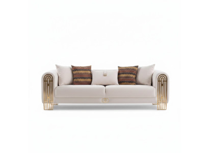 White living room stainless steel couch upholstered furniture textile design style sofa