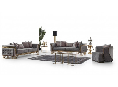 Luxury Gray Sofa Set Three-Seater with Armchair Modern Set Couches Sofa