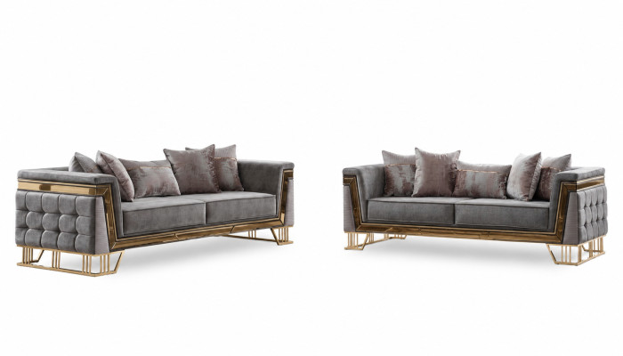 Luxury Sofa Set Designer Suite Three-Seater Textile Furniture Living Group Modern