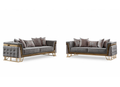 Luxury Sofa Set Designer Suite Three-Seater Textile Furniture Living Group Modern