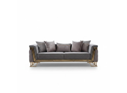 Gray three-seater luxury living room couch designer textile sofa seating furniture