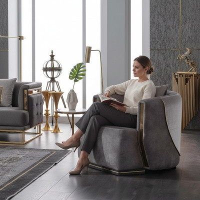 Designer armchair living room luxury modern seat textile furniture upholstered armchair