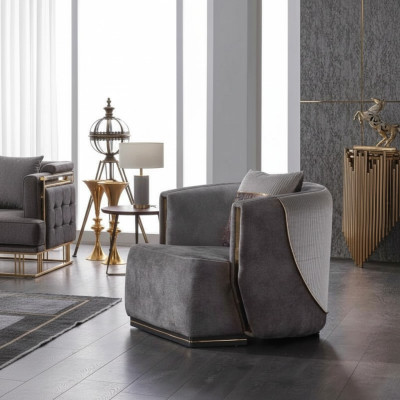 Designer armchair living room luxury modern seat textile furniture upholstered armchair