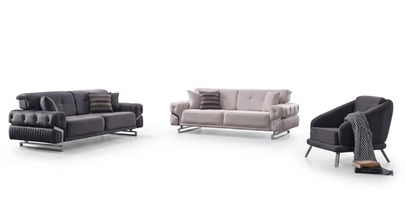 Gray sofa set living room sofas three-seater armchair complete set 3-piece.