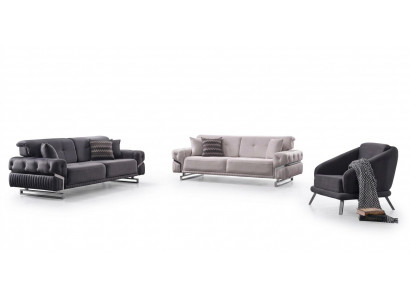 Gray sofa set living room sofas three-seater armchair complete set 3-piece.