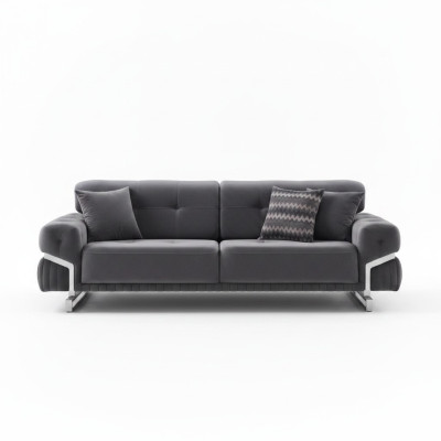 Gray sofa complete living room furniture luxury upholstery suite three-seater