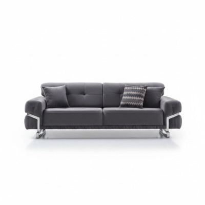 Gray Designer Three-Seater Living Room Furniture Textil Upholstered Sofa Modern