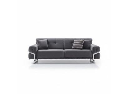 Gray Designer Three-Seater Living Room Furniture Textil Upholstered Sofa Modern