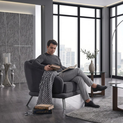 Chair Textile Modern Furniture Designer Seat Living Room Upholstered Armchair 84x79x91