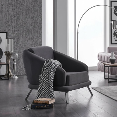 Chair Textile Modern Furniture Designer Seat Living Room Upholstered Armchair 84x79x91