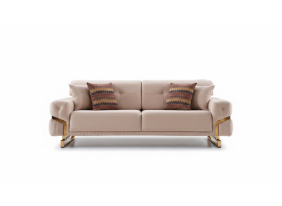 Beige three-seater stainless steel furniture living room couch luxury textile sofa