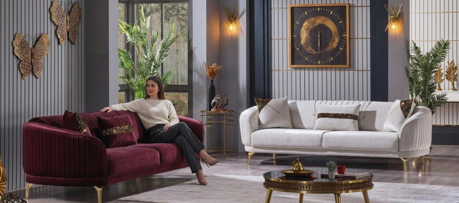 Designer upholstered sofa set three-seater living room couches modern furniture