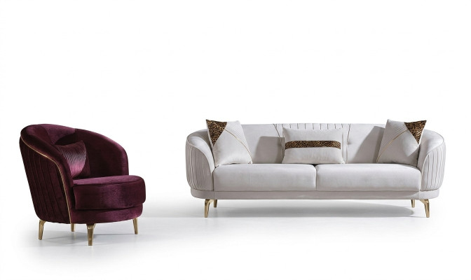 Sofa set with stainless steel feet three-seater + armchair modern living room couch