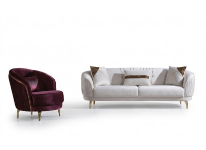 Sofa set with stainless steel feet three-seater + armchair modern living room couch
