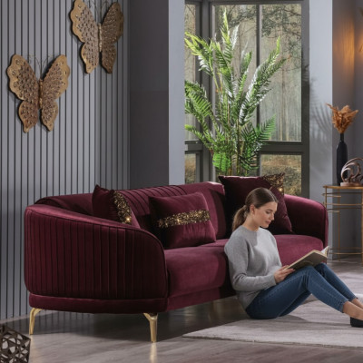 Modern three-seater luxury sofas living room upholstered furniture textile couch sofa velvet