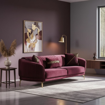 Modern three-seater luxury sofas living room upholstered furniture textile couch sofa velvet