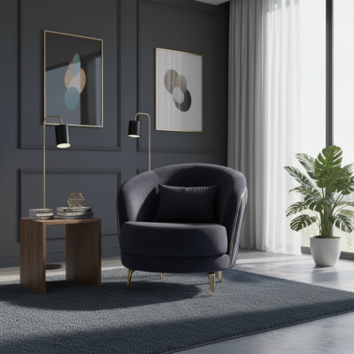Modern armchair luxury stainless steel feet living room seat wood upholstered furniture