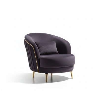 Modern armchair luxury stainless steel feet living room seat wood upholstered furniture