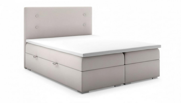 Bedroom Bed Upholstery Modern Design Luxury Double Bed Beige Box Spring Bed
