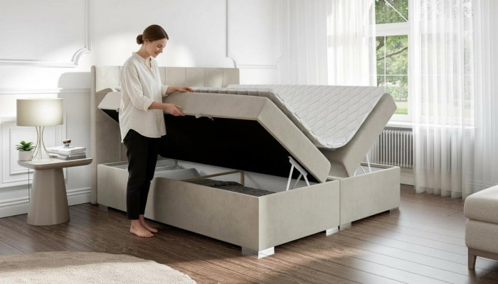 Bed luxury bedroom double bed textile upholstery design furniture box spring bed