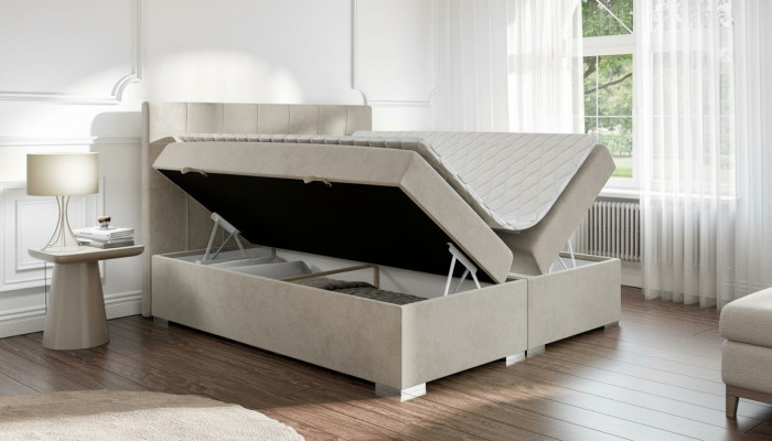 Bed luxury bedroom double bed textile upholstery design furniture box spring bed