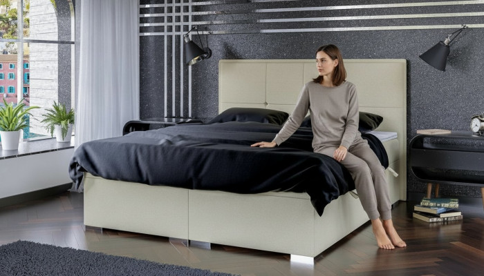Bedroom bed upholstery fabric design luxury furniture double bed box spring bed