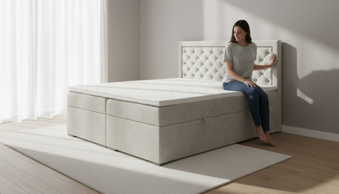 Bedroom bed luxury furniture style modern box spring bed design double bed