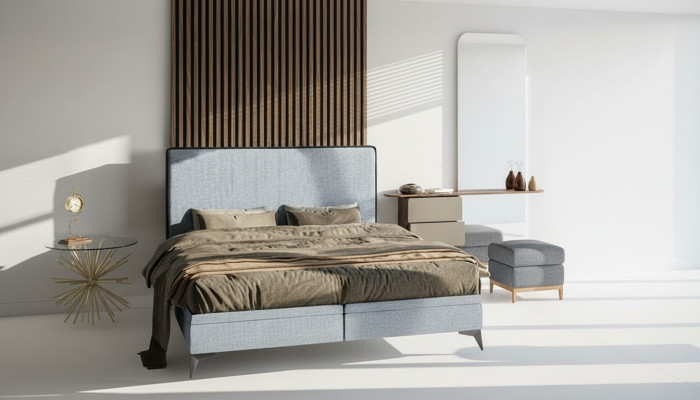 Bed Modern Double Bed Designer Bedroom Upholstered Fabric Furniture Beds