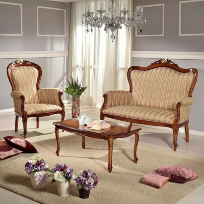 Classic sofa set seating furniture three-seater bench coffee table luxury